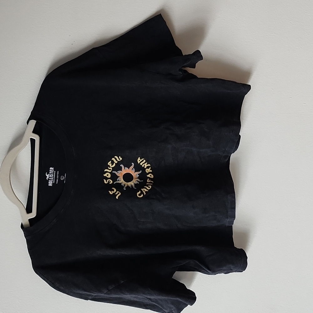 Hollister Crop T-shirt, Black, Large